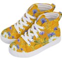 Flowers Daisy Floral Yellow Blue Kid s Hi-Top Skate Sneakers View2