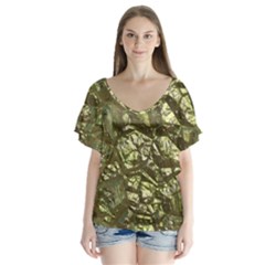 Seamless Repeat Repetitive V-neck Flutter Sleeve Top by Nexatart