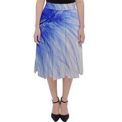 Feather Blue Colored Folding Skater Skirt by Nexatart