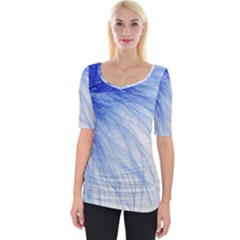 Feather Blue Colored Wide Neckline Tee