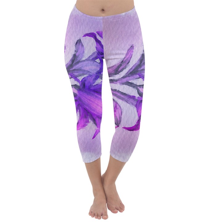 Flowers Flower Purple Flower Capri Winter Leggings 