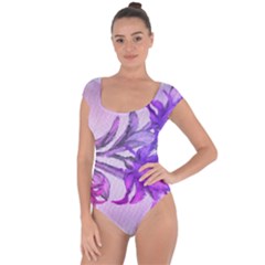 Flowers Flower Purple Flower Short Sleeve Leotard  by Nexatart