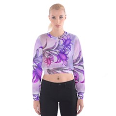 Flowers Flower Purple Flower Cropped Sweatshirt