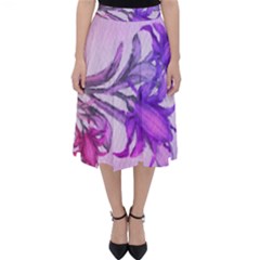 Flowers Flower Purple Flower Folding Skater Skirt by Nexatart