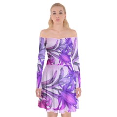 Flowers Flower Purple Flower Off Shoulder Skater Dress by Nexatart