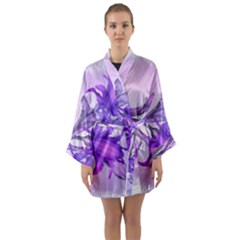 Flowers Flower Purple Flower Long Sleeve Kimono Robe by Nexatart