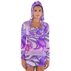 Flowers Flower Purple Flower Long Sleeve Hooded T-shirt by Nexatart