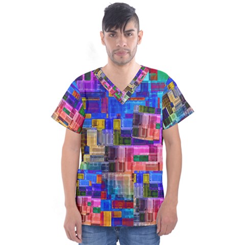 Background Art Abstract Watercolor Men s V-neck Scrub Top by Nexatart