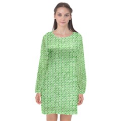 Knittedwoolcolour2 Long Sleeve Chiffon Shift Dress 