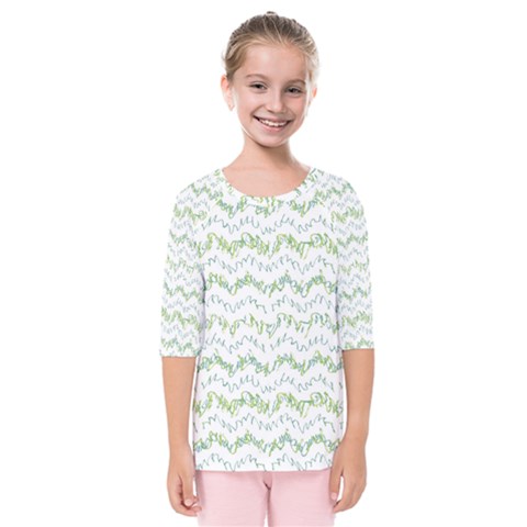 Wavy Linear Seamless Pattern Design  Kids  Quarter Sleeve Raglan Tee by dflcprints