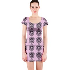 Three Women Pink Short Sleeve Bodycon Dress by snowwhitegirl