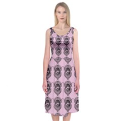 Three Women Pink Midi Sleeveless Dress by snowwhitegirl