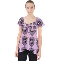 Three Women Pink Lace Front Dolly Top