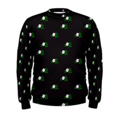 Pink Flowers On Black Big Men s Sweatshirt