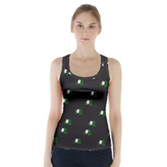 Pink Flowers On Black Big Racer Back Sports Top by snowwhitegirl