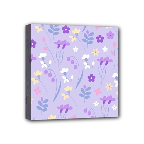 violet,lavender,cute,floral,pink,purple,pattern,girly,modern,trendy Mini Canvas 4  x 4 