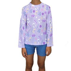 violet,lavender,cute,floral,pink,purple,pattern,girly,modern,trendy Kids  Long Sleeve Swimwear