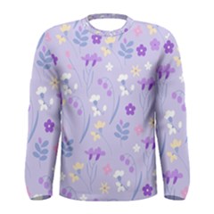 violet,lavender,cute,floral,pink,purple,pattern,girly,modern,trendy Men s Long Sleeve Tee