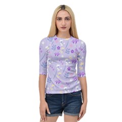 violet,lavender,cute,floral,pink,purple,pattern,girly,modern,trendy Quarter Sleeve Raglan Tee