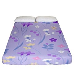 violet,lavender,cute,floral,pink,purple,pattern,girly,modern,trendy Fitted Sheet (King Size)