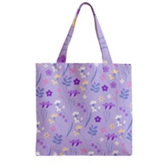 violet,lavender,cute,floral,pink,purple,pattern,girly,modern,trendy Zipper Grocery Tote Bag