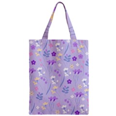 violet,lavender,cute,floral,pink,purple,pattern,girly,modern,trendy Zipper Classic Tote Bag