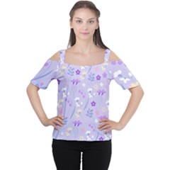 violet,lavender,cute,floral,pink,purple,pattern,girly,modern,trendy Cutout Shoulder Tee