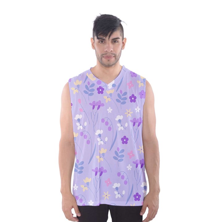 violet,lavender,cute,floral,pink,purple,pattern,girly,modern,trendy Men s Basketball Tank Top