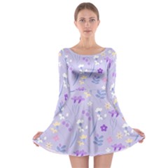 violet,lavender,cute,floral,pink,purple,pattern,girly,modern,trendy Long Sleeve Skater Dress