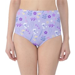 violet,lavender,cute,floral,pink,purple,pattern,girly,modern,trendy High-Waist Bikini Bottoms