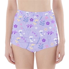 violet,lavender,cute,floral,pink,purple,pattern,girly,modern,trendy High-Waisted Bikini Bottoms