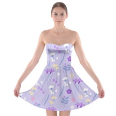 violet,lavender,cute,floral,pink,purple,pattern,girly,modern,trendy Strapless Bra Top Dress