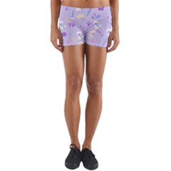 violet,lavender,cute,floral,pink,purple,pattern,girly,modern,trendy Yoga Shorts