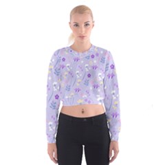 violet,lavender,cute,floral,pink,purple,pattern,girly,modern,trendy Cropped Sweatshirt