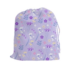 violet,lavender,cute,floral,pink,purple,pattern,girly,modern,trendy Drawstring Pouches (XXL)