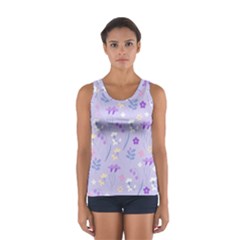 violet,lavender,cute,floral,pink,purple,pattern,girly,modern,trendy Sport Tank Top 