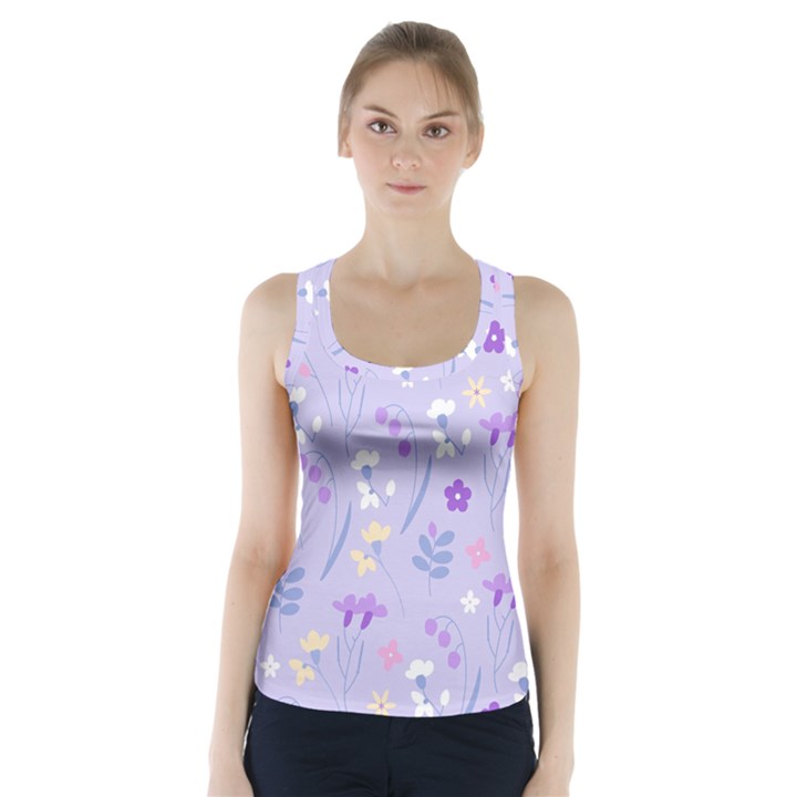 violet,lavender,cute,floral,pink,purple,pattern,girly,modern,trendy Racer Back Sports Top