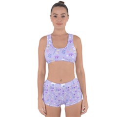 violet,lavender,cute,floral,pink,purple,pattern,girly,modern,trendy Racerback Boyleg Bikini Set