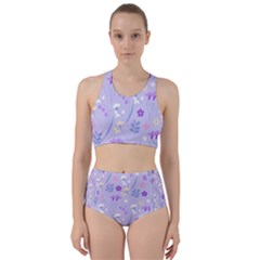 violet,lavender,cute,floral,pink,purple,pattern,girly,modern,trendy Racer Back Bikini Set