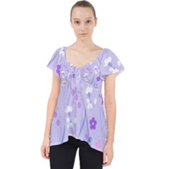 violet,lavender,cute,floral,pink,purple,pattern,girly,modern,trendy Lace Front Dolly Top