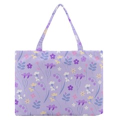 violet,lavender,cute,floral,pink,purple,pattern,girly,modern,trendy Zipper Medium Tote Bag