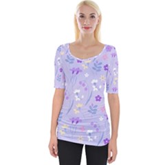 violet,lavender,cute,floral,pink,purple,pattern,girly,modern,trendy Wide Neckline Tee