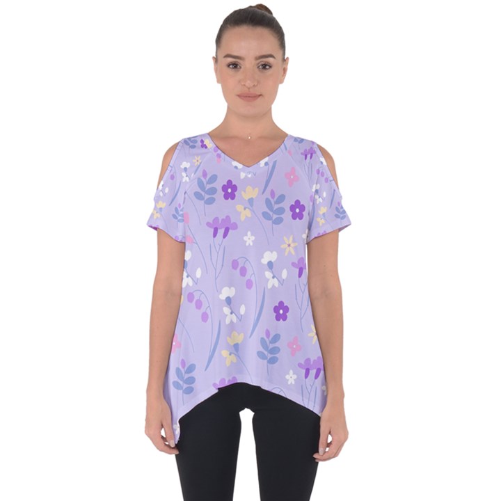 violet,lavender,cute,floral,pink,purple,pattern,girly,modern,trendy Cut Out Side Drop Tee