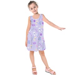 violet,lavender,cute,floral,pink,purple,pattern,girly,modern,trendy Kids  Sleeveless Dress