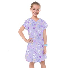 Violet,lavender,cute,floral,pink,purple,pattern,girly,modern,trendy Kids  Drop Waist Dress by NouveauDesign