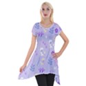 violet,lavender,cute,floral,pink,purple,pattern,girly,modern,trendy Short Sleeve Side Drop Tunic View1