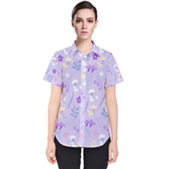 violet,lavender,cute,floral,pink,purple,pattern,girly,modern,trendy Women s Short Sleeve Shirt