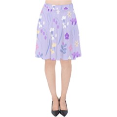 violet,lavender,cute,floral,pink,purple,pattern,girly,modern,trendy Velvet High Waist Skirt