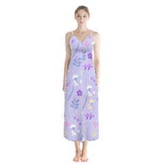 violet,lavender,cute,floral,pink,purple,pattern,girly,modern,trendy Button Up Chiffon Maxi Dress