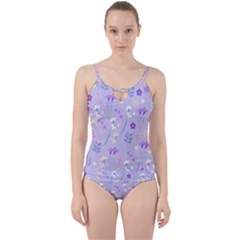 Violet,lavender,cute,floral,pink,purple,pattern,girly,modern,trendy Cut Out Top Tankini Set by NouveauDesign